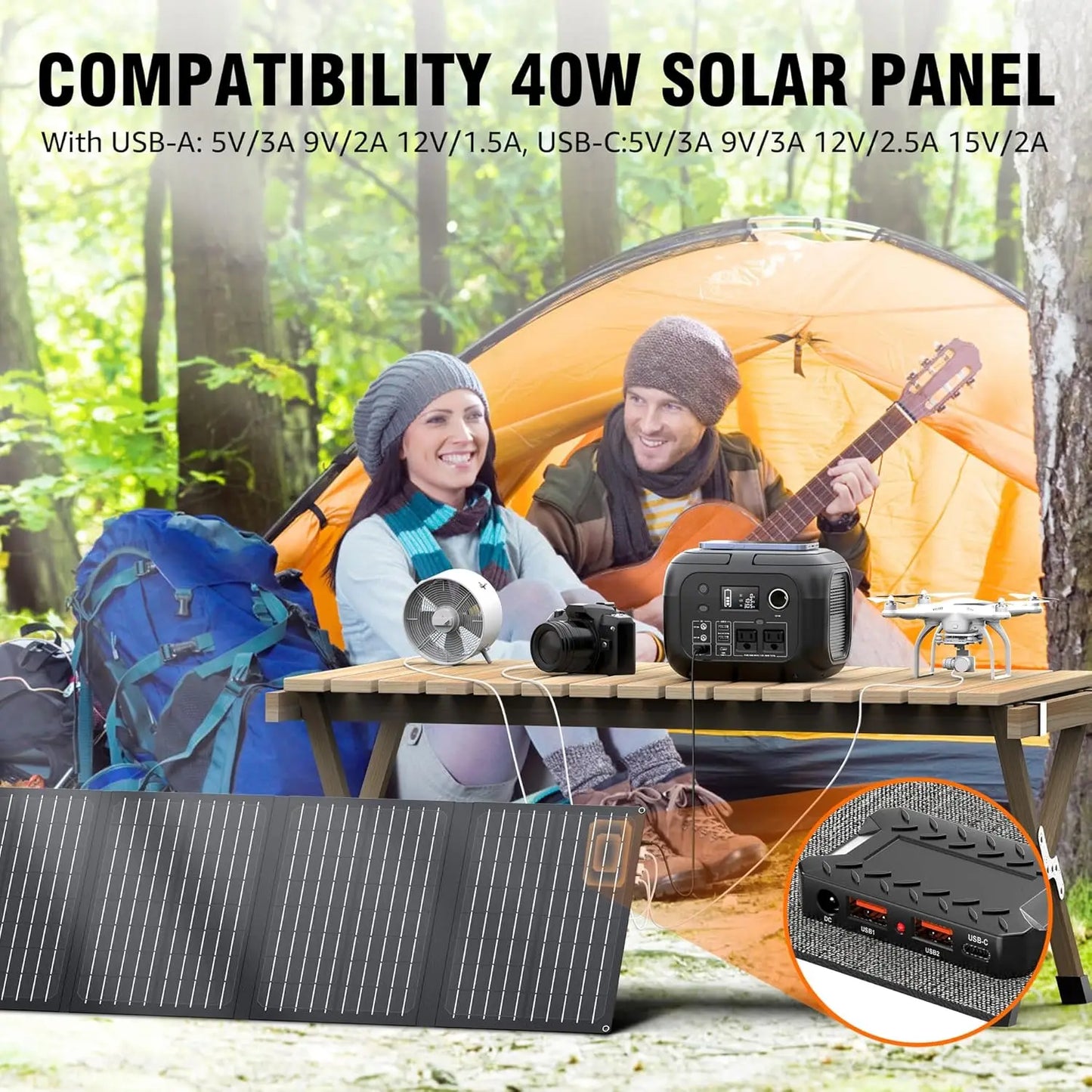 SinKeu 300W Portable Power Station With 40W Solar Panels