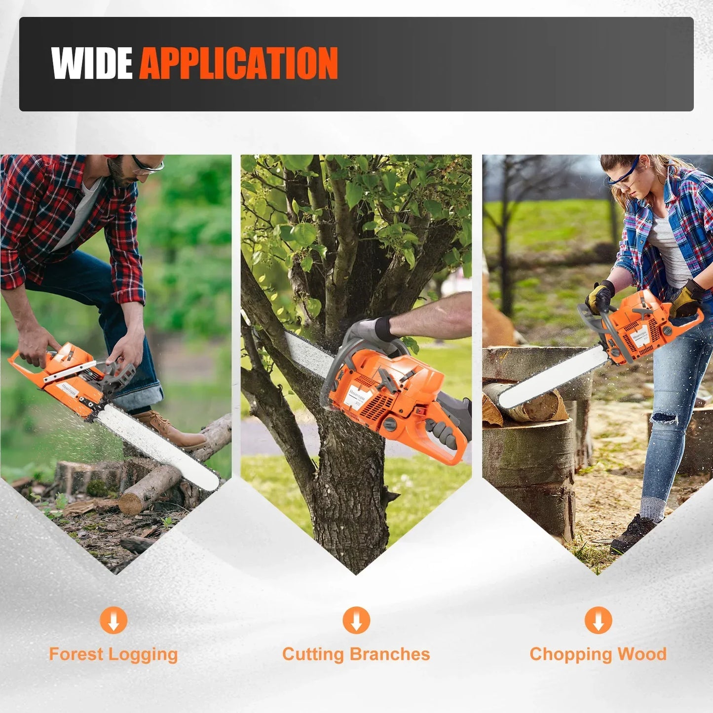 Cheuraivee Gas Powered Chainsaw 72cc 2 Stroke Handheld Wood Cutter