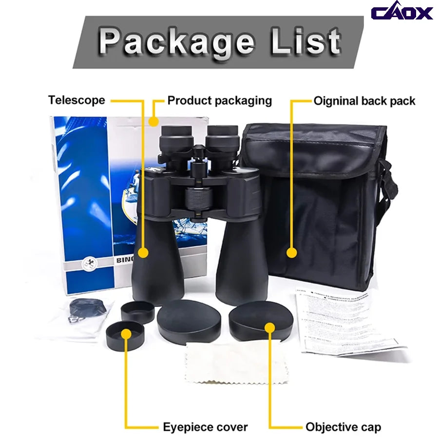CAOX Binoculars Long Range Zoom HD With BAK4 Optics