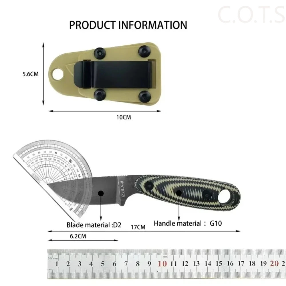 Izula G10 Handle Knife D2 Blade For Outdoor Survival