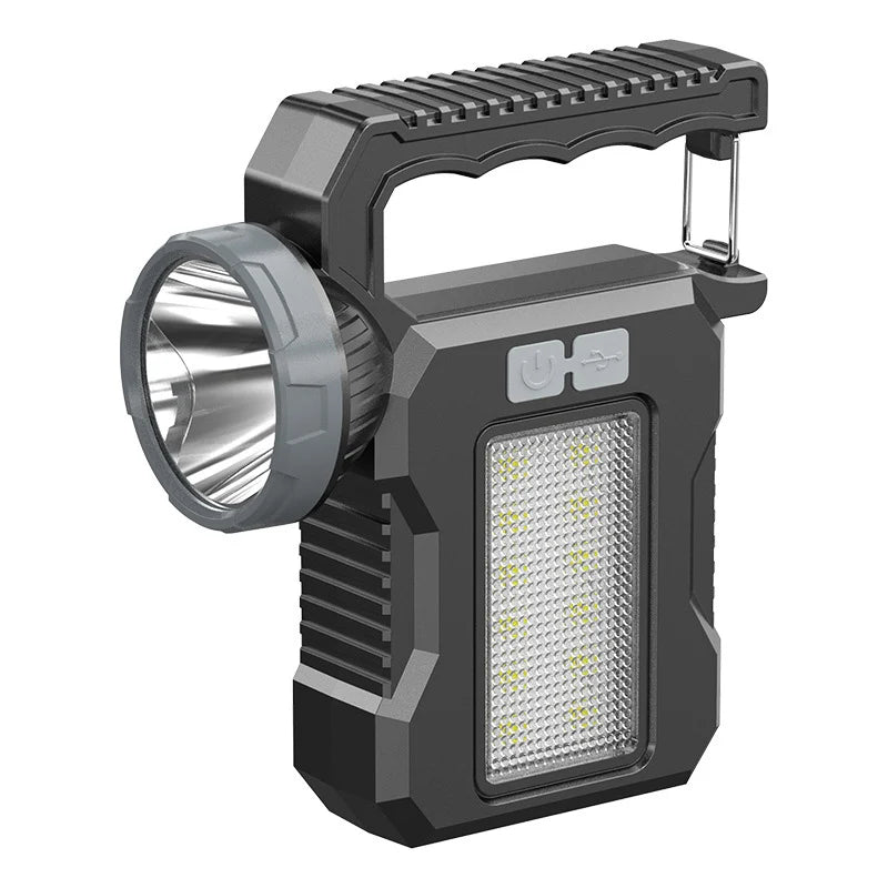 Solar Portable Rechargeable LED Flashlight Searchlight With COB Work Light