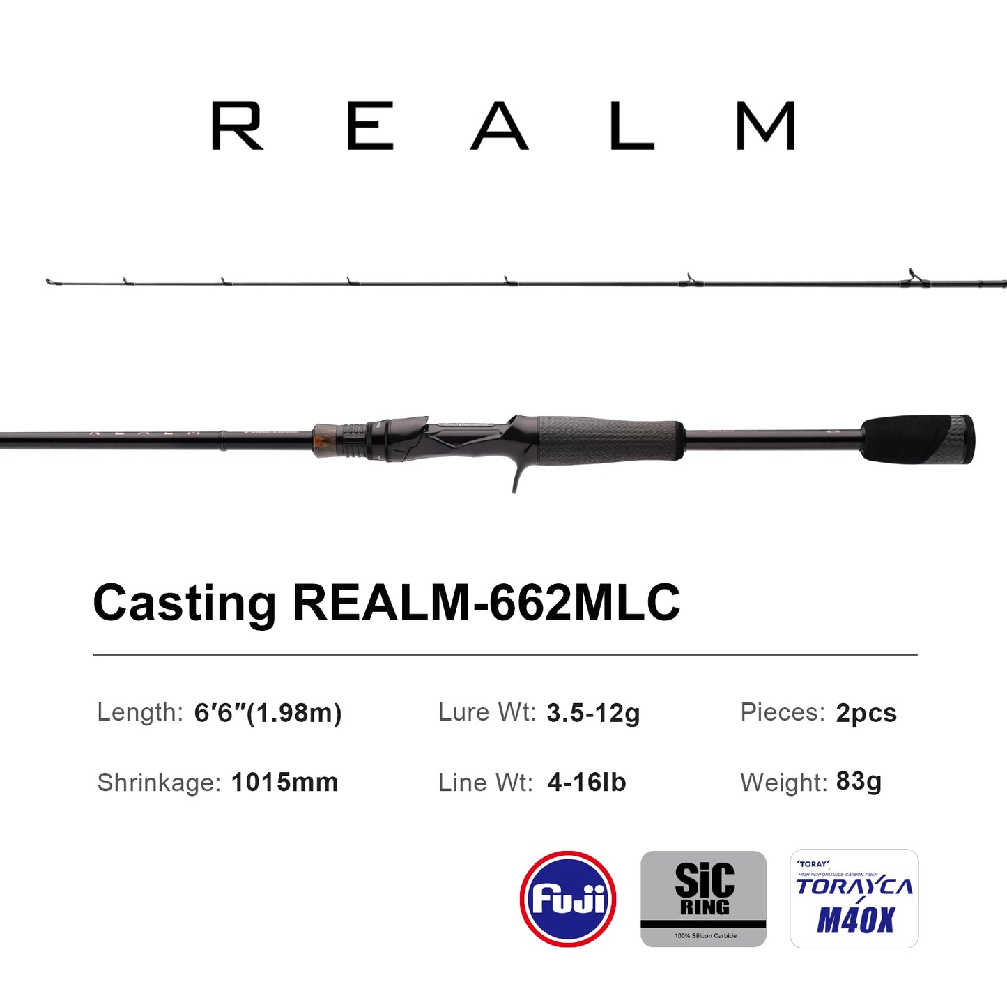 Pure-lure Realm Bass Rod FF Action Spinning Toray Carbon