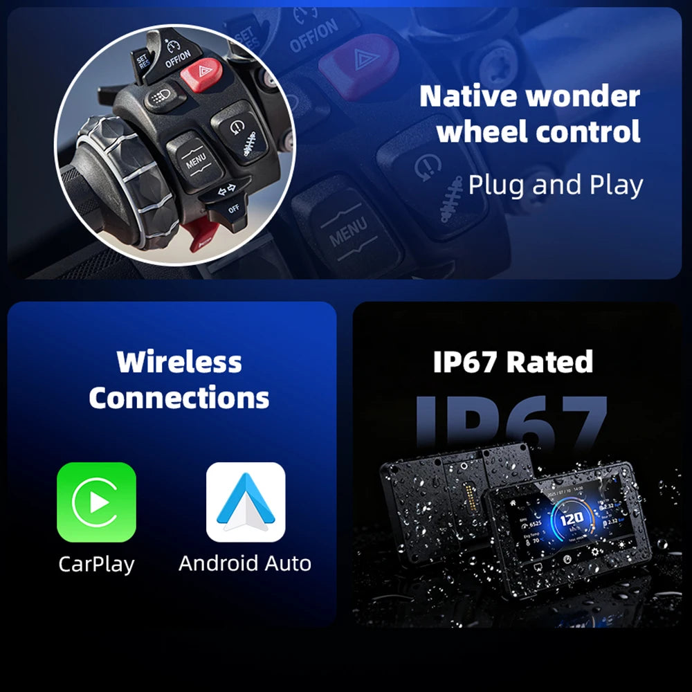EKIY Wireless CarPlay Android Auto GPS Motorcycle Dashboard For BMW