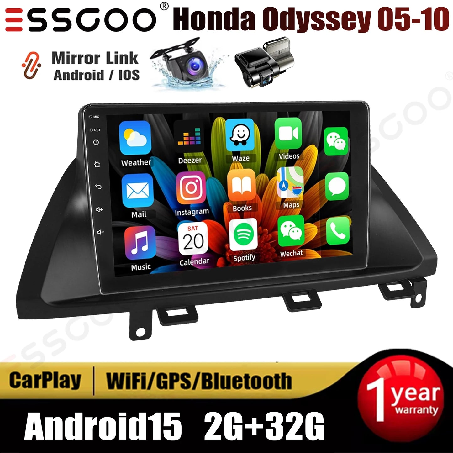 Essgoo Android Car Stereo for Honda Odyssey CarPlay GPS Navigation