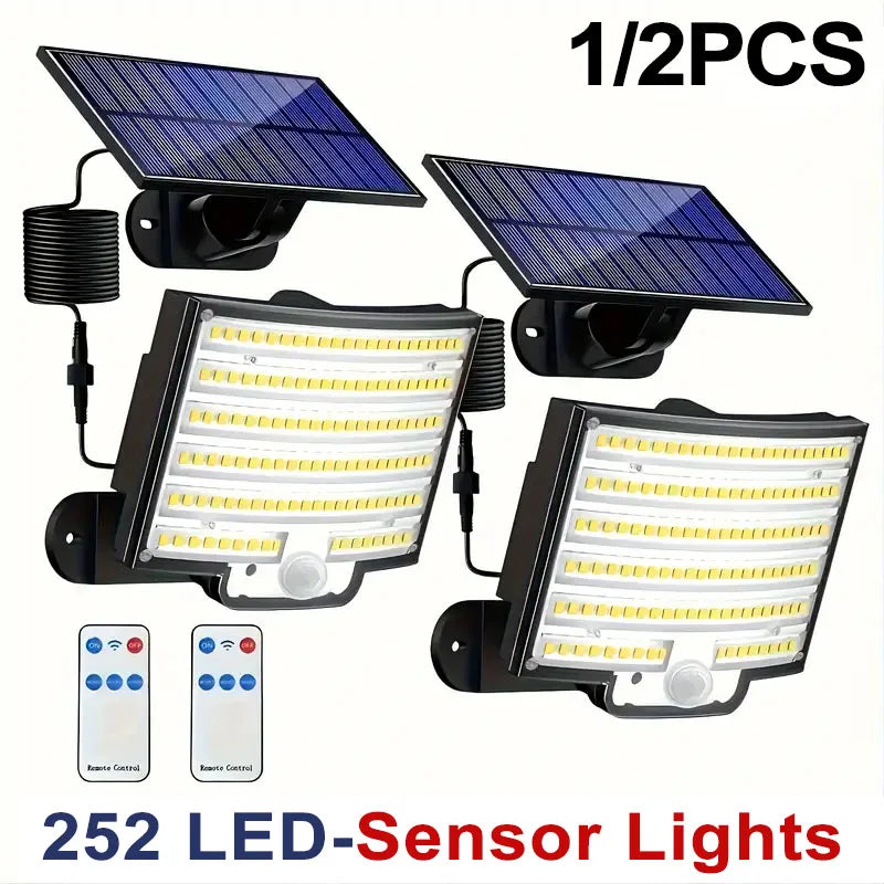 GHUSTAR Solar Powered Outdoor Lamp 252 LEDs Motion Sensor Security