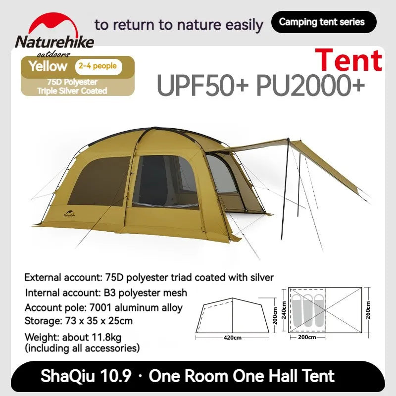 Naturehike Dunes 6 Person 4 Season Dome Tent With Extended Canopy Chimney Hole
