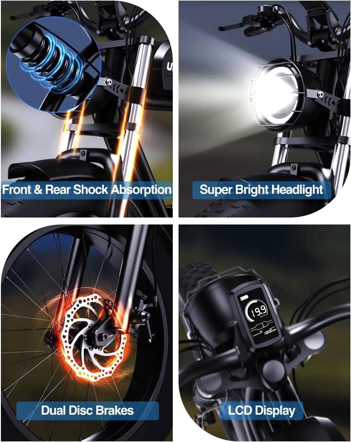 Kickwey K7 1500W Electric Fat Tire Mountain Bike Offroad