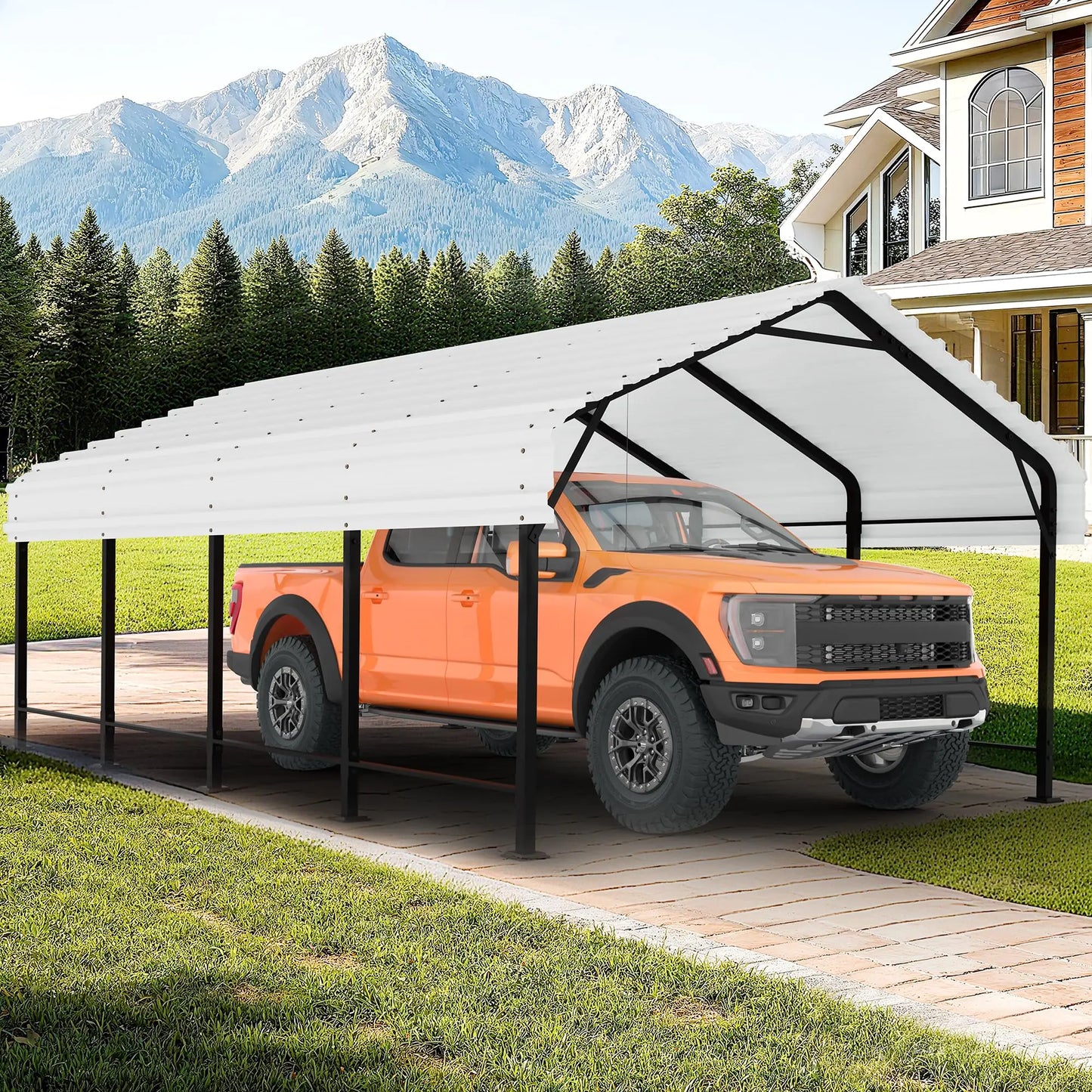 Jamfly Heavy Duty Carport With Roll Up Windows Portable Garage