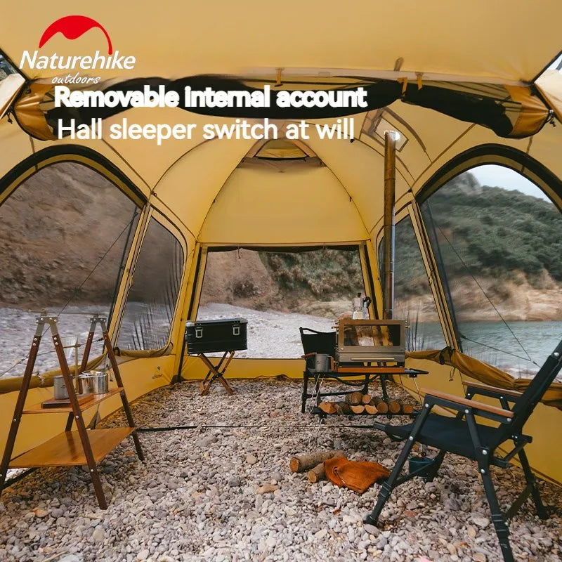 Naturehike Dunes 6 Person 4 Season Dome Tent With Extended Canopy Chimney Hole