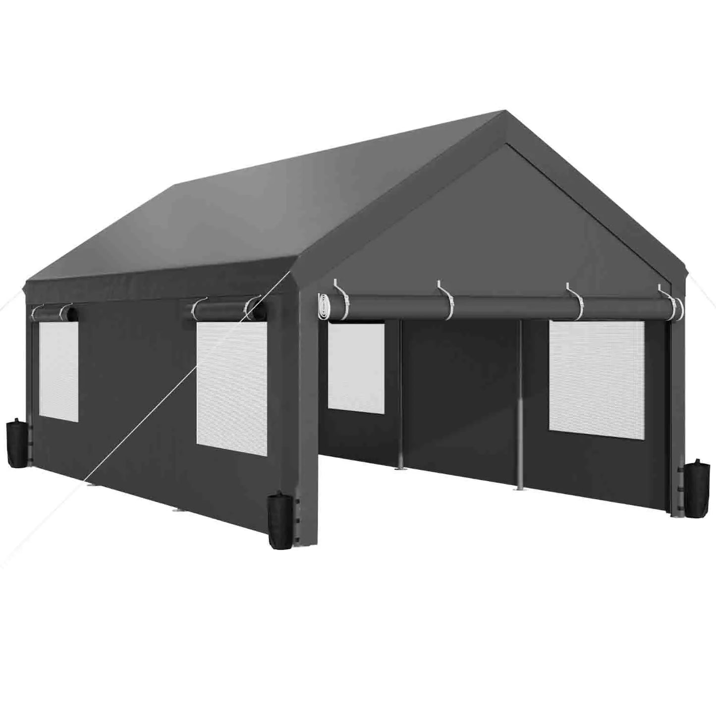 Jamfly Heavy Duty Carport With Roll Up Windows Portable Garage