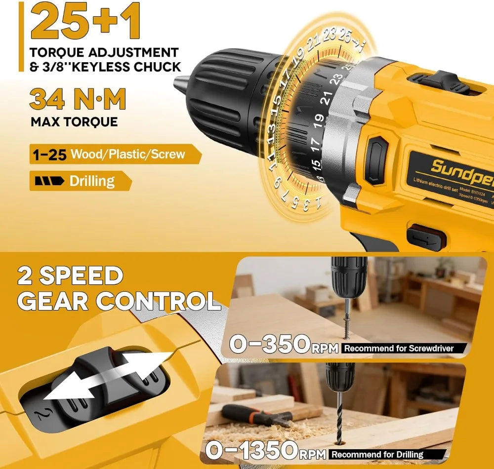 267 Piece Home Tool Kit With 21V Cordless Drill 2.0Ah Battery And Charger