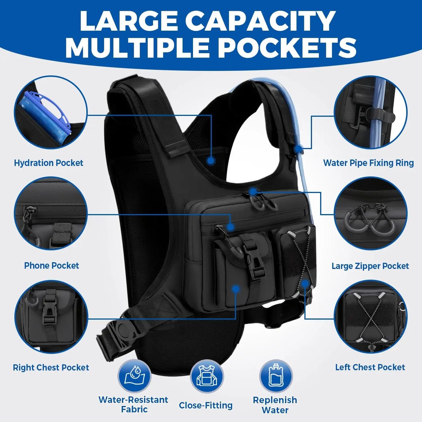 Hydration Vest Backpack for Running and Hiking with Water Bladder