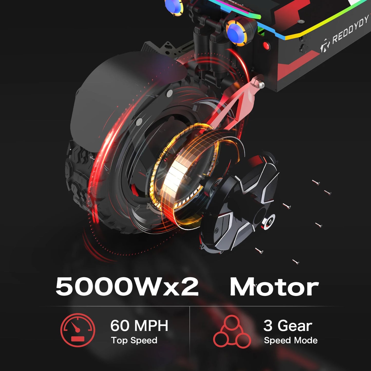 REDDYDY Offroad Electric Scooter Dual Motor 10000W 60 MPH