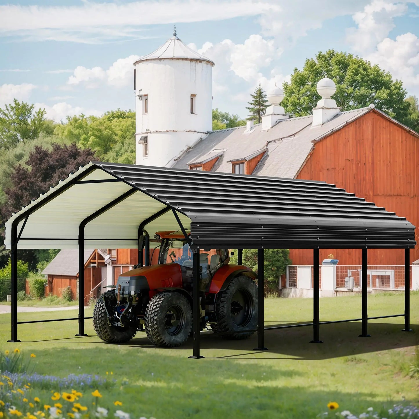 Jamfly Heavy Duty Carport With Roll Up Windows Portable Garage