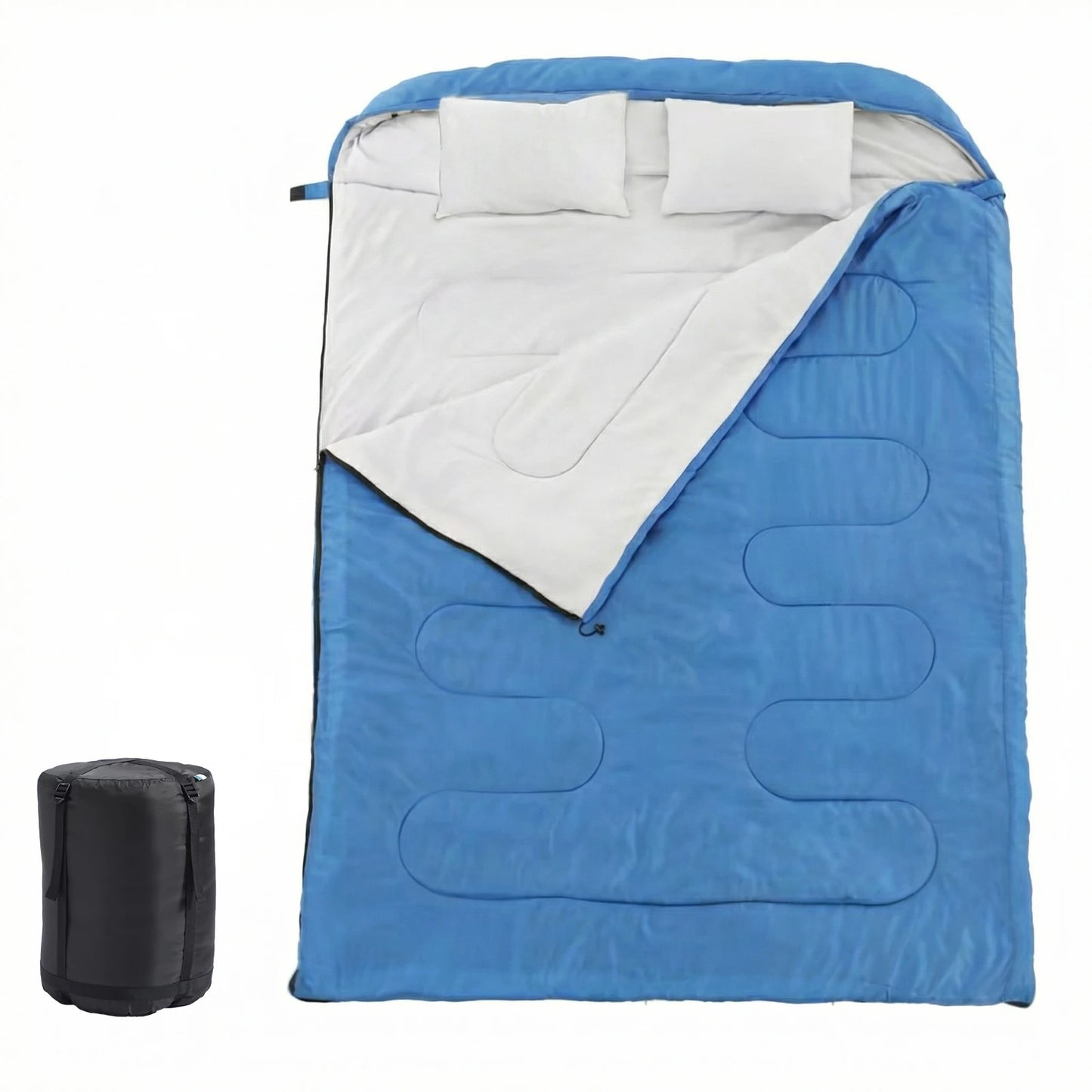 Lightweight Double Sleeping Bag For Two Adults With Pillow 3 Season Portable