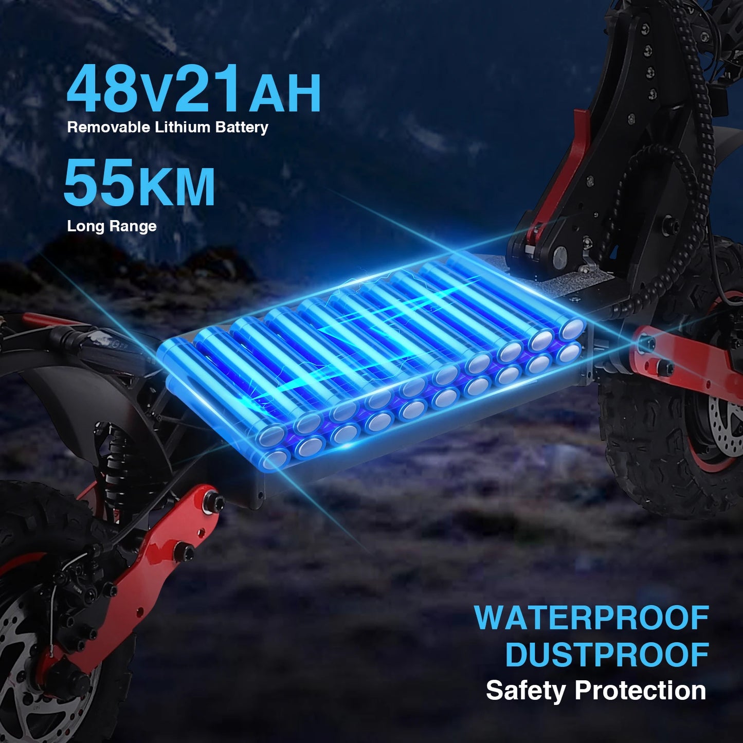 H6 Electric Scooter 2400W Dual Motor 40MPH 60V21Ah Off Road