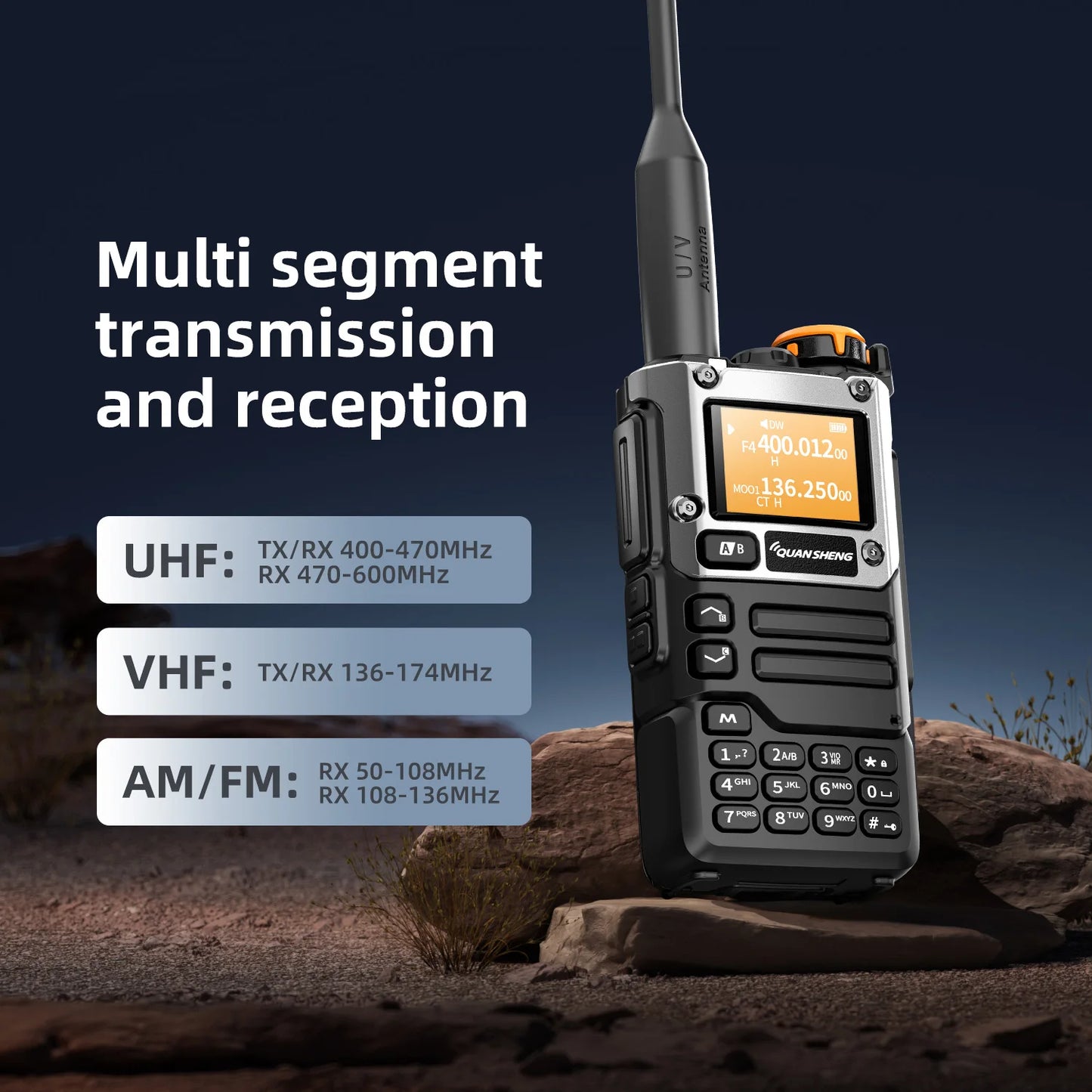 Quansheng UV-K5 V3 Walkie Talkie 5W 2MB Memory 50-600MHz Air Band