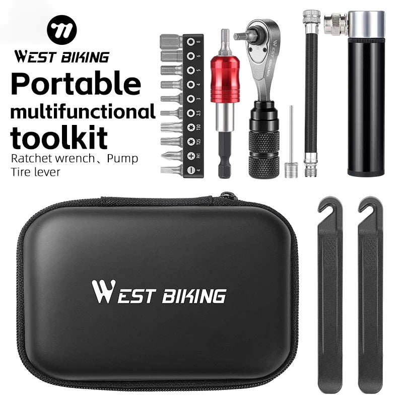 West Biking Professional Bike Tools Portable Ratchet Wrench Kit