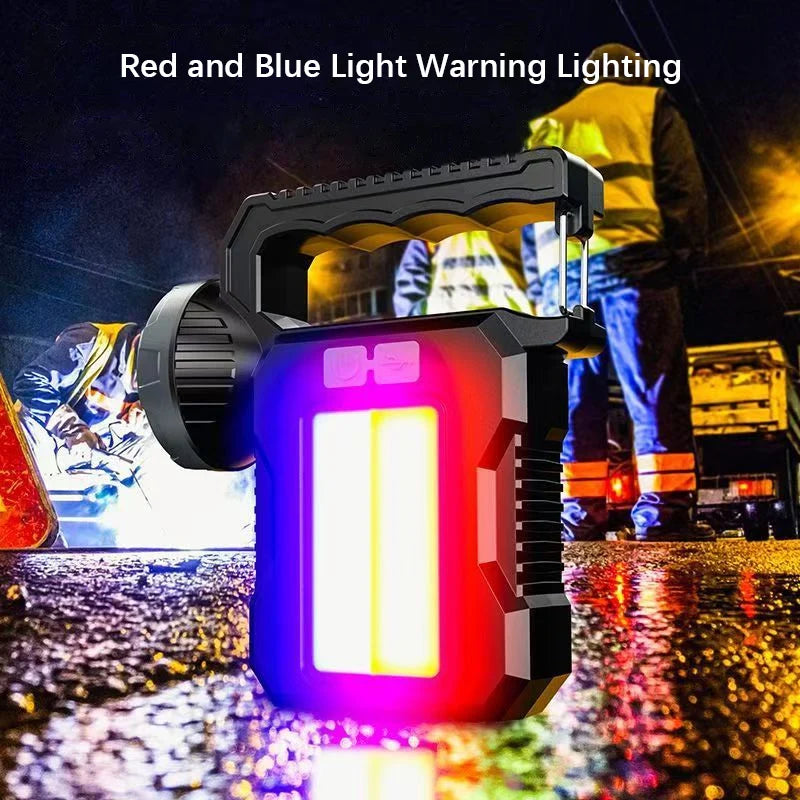Solar Portable Rechargeable LED Flashlight Searchlight With COB Work Light