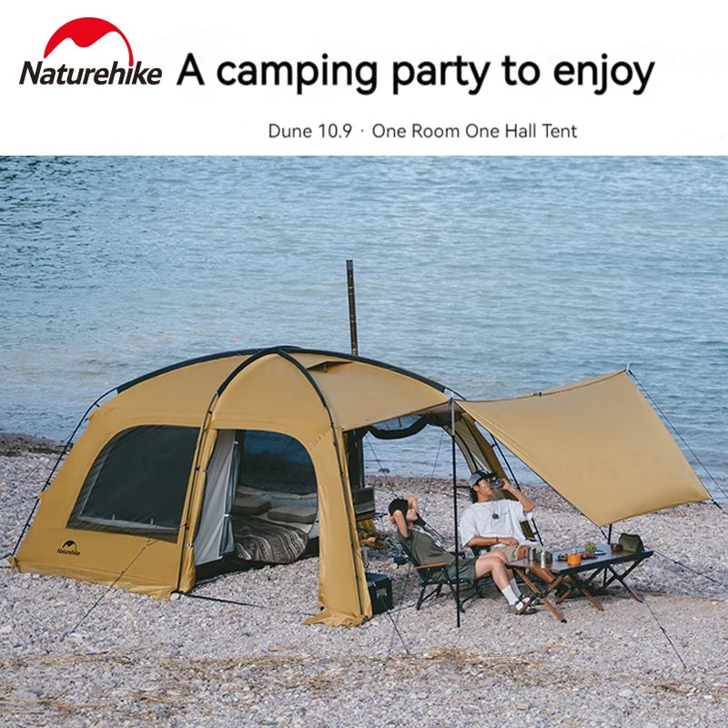 Naturehike Dunes 6 Person 4 Season Dome Tent With Extended Canopy Chimney Hole