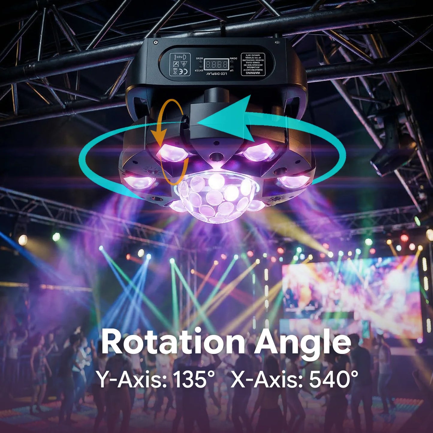 Fieryzeal 150W Six Arm RGBW Moving Head Light With DMX