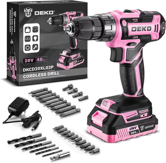 DEKO 20V Cordless Drill Kit With Battery And Charger