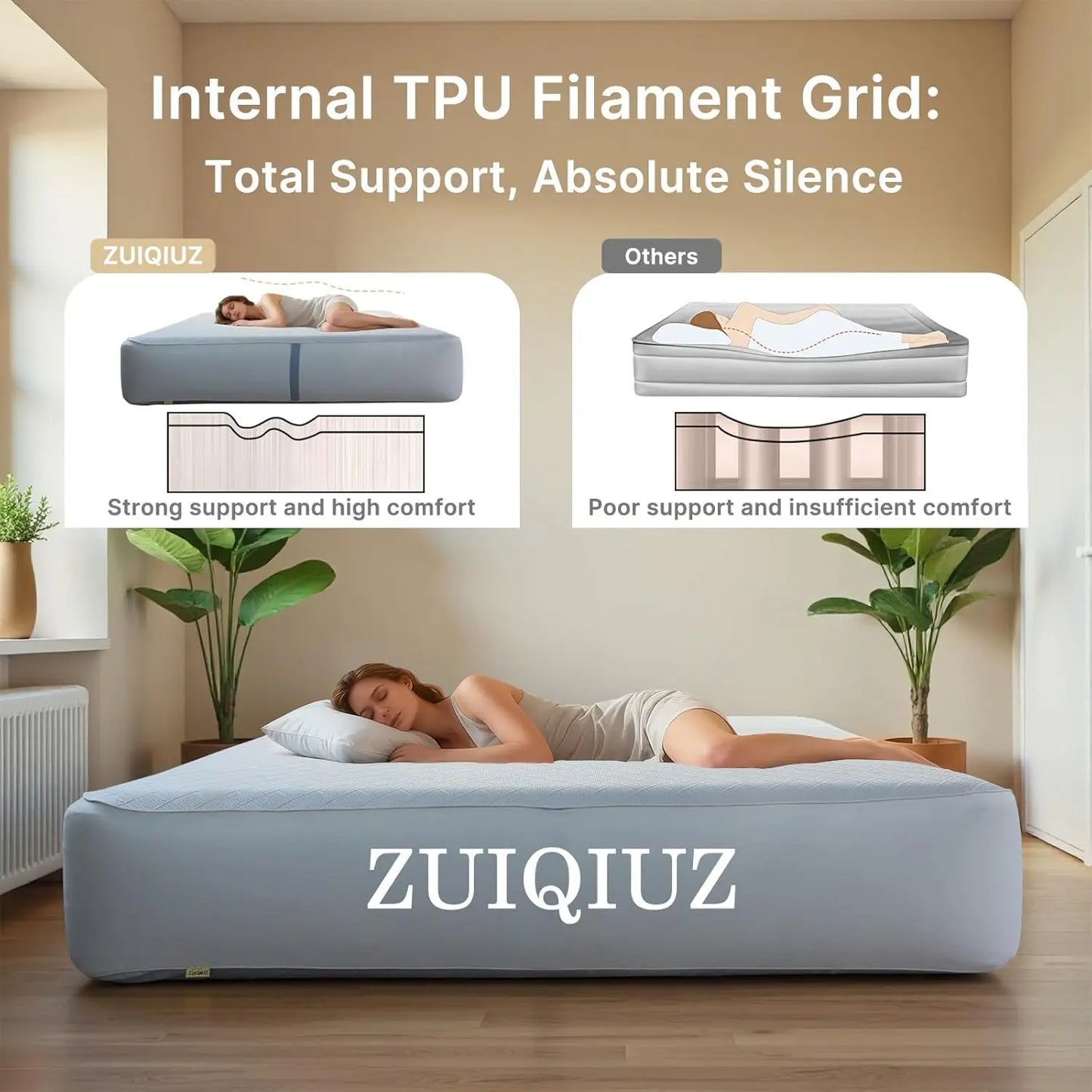 Outdoor Camping Air Mattress With Built In Pump For Trips