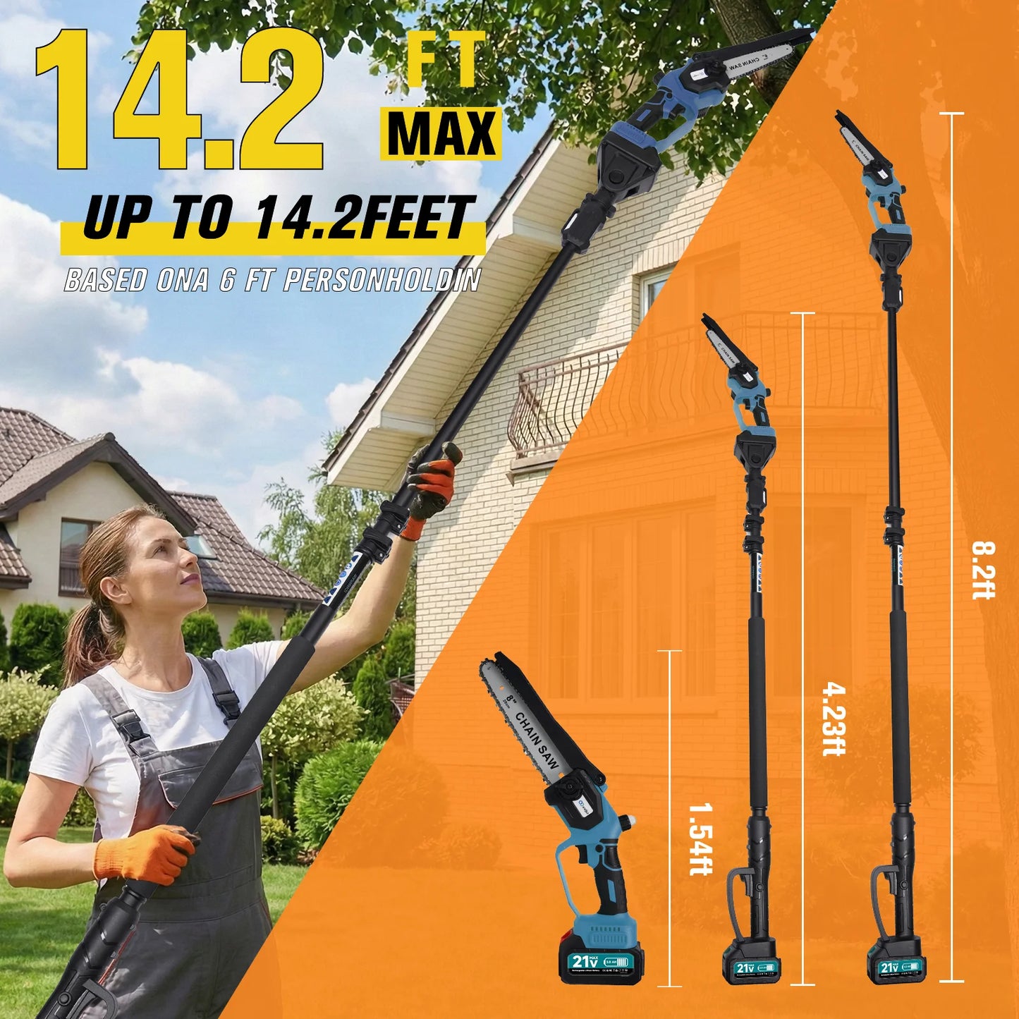 XYSD 2 In 1 BatteryPowered Pole Saw And Mini Chainsaw