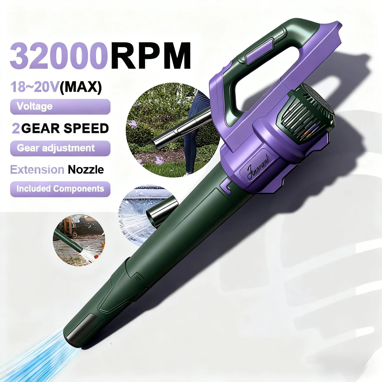 Cordless Leaf Blower With Six Speed Modes Battery Included