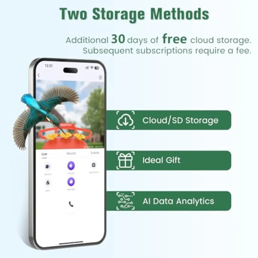 2.5K Hummingbird Feeder With Camera Wireless Smart Bird Feeder AI Identify 32GB