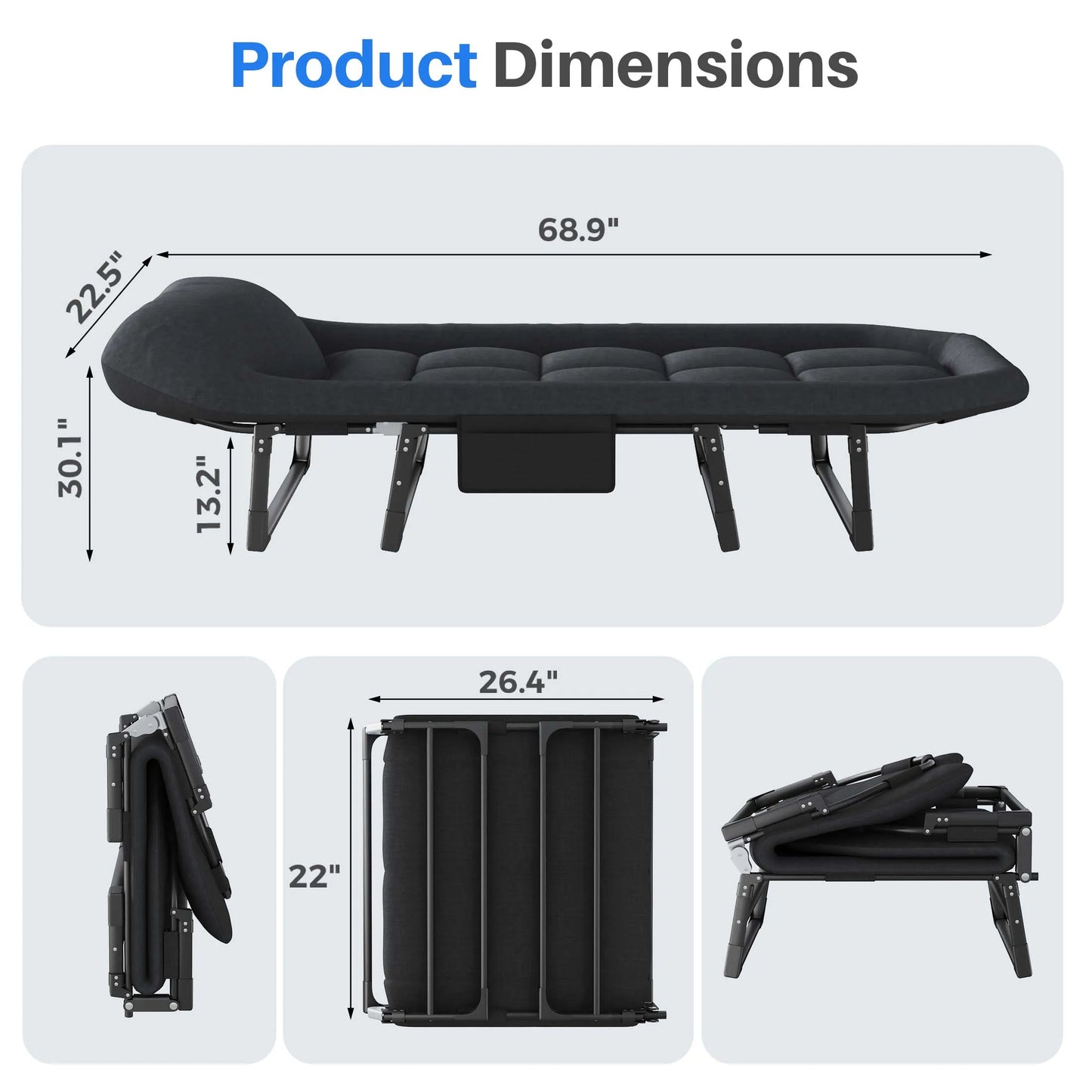 JHK Folding Camping Cot With Mattress Lightweight Bed For Outdoors