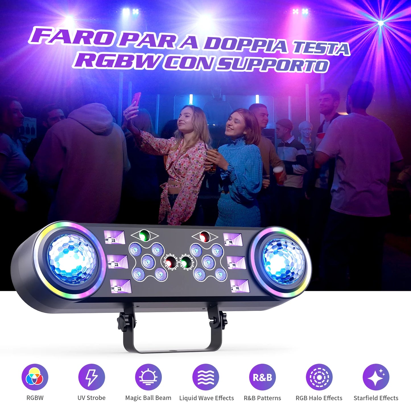 Somspot 7in1 RGBW LED Light Stand Kit With Remote Control DJ Party Lights