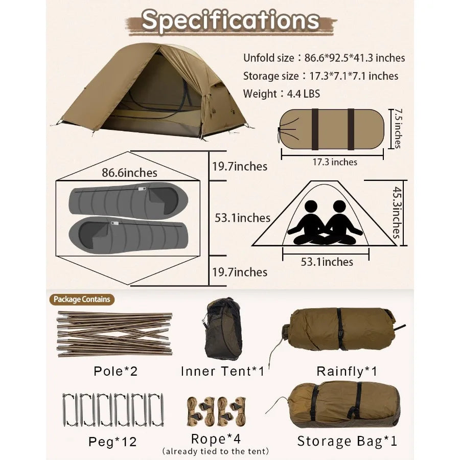 Ultralight Backpacking Tent Nylon for Hiking and Camping