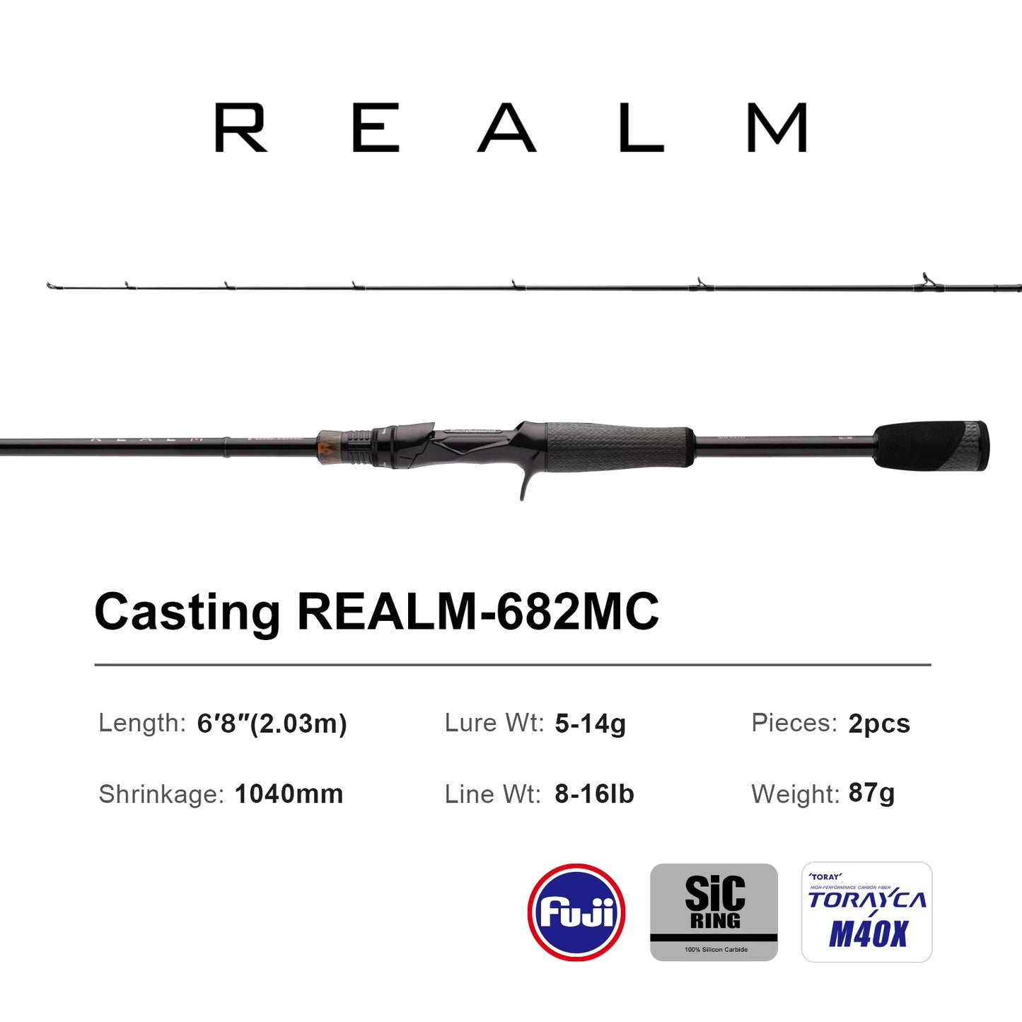 Pure-lure Realm Bass Rod FF Action Spinning Toray Carbon