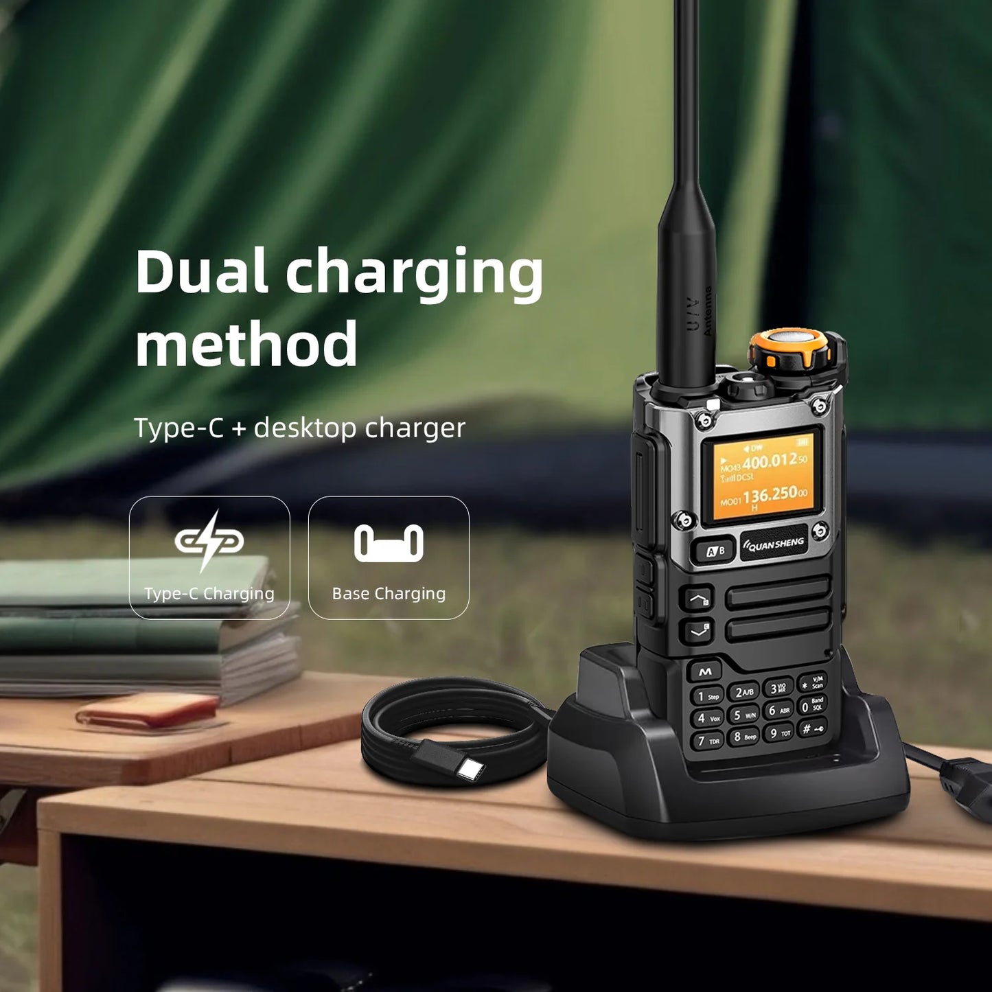 Quansheng UV-K5 V3 Walkie Talkie 5W 2MB Memory 50-600MHz Air Band