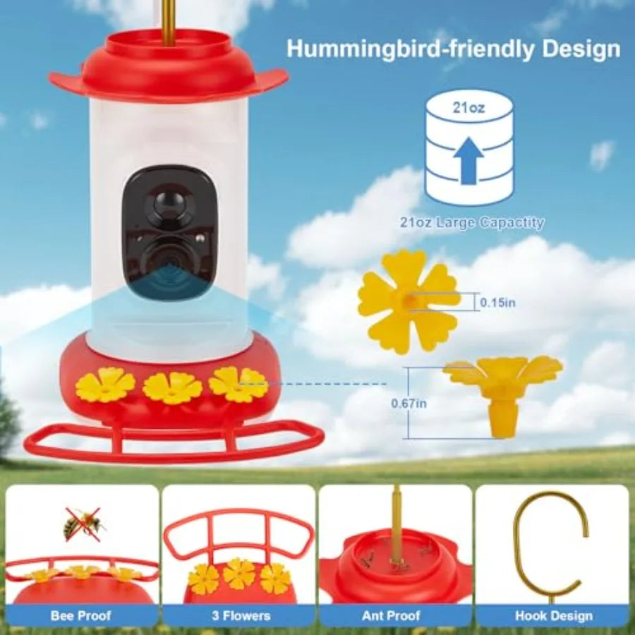 SHXI Smart Hummingbird Feeder With 2K HD Camera Bird Identification