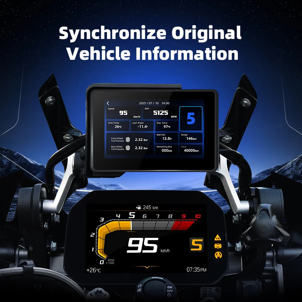 EKIY Wireless CarPlay Android Auto GPS Motorcycle Dashboard For BMW