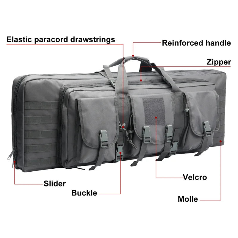 LQARMY Tactical Double Rifle Case Molle Bag Sniper