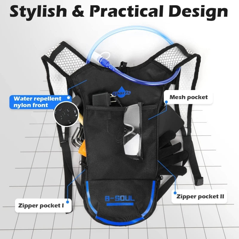 Hydration Backpack 2L with Lightweight TPU Oxford Cloth Water Bladder for Hiking