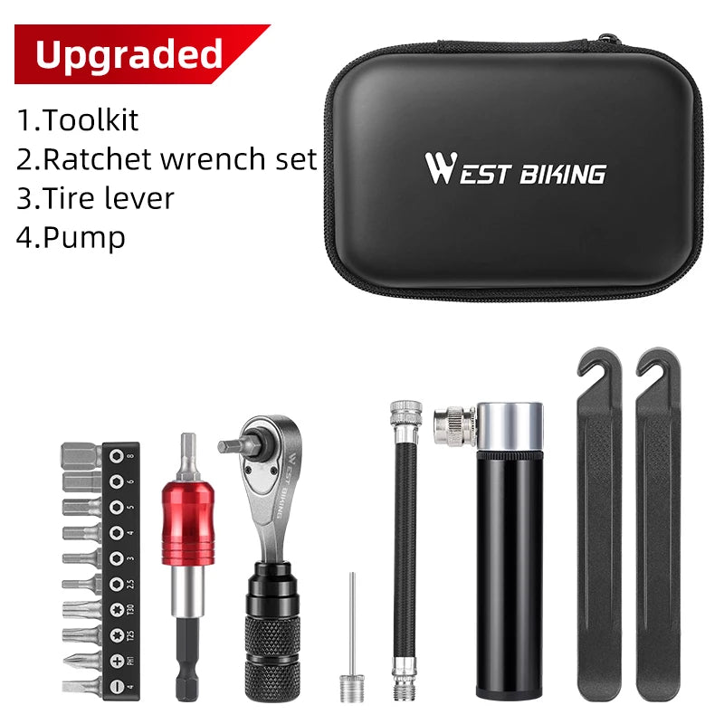 West Biking Professional Bike Tools Portable Ratchet Wrench Kit