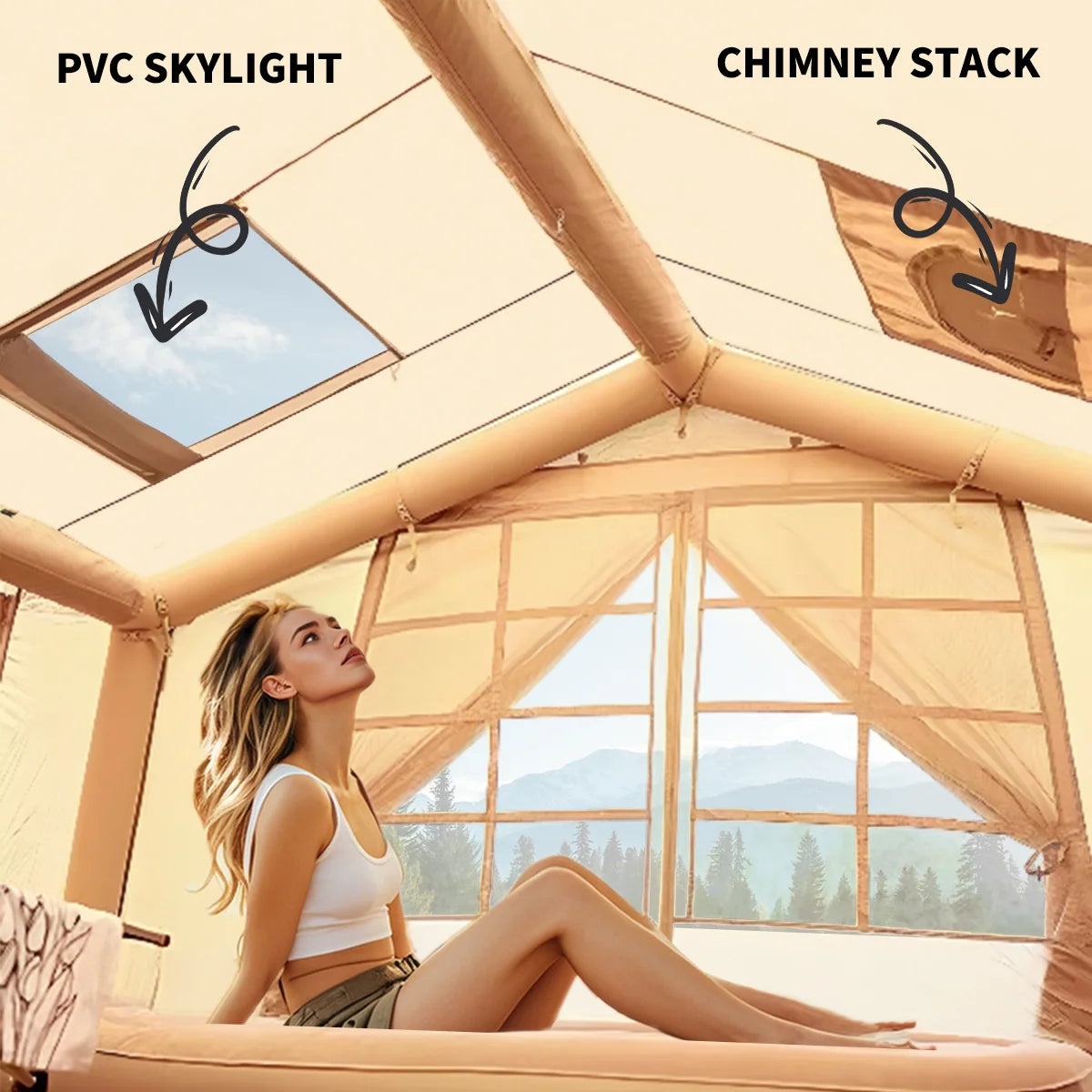 Inflatable Camping Tent 4 Season Rainfly With Stove Jack