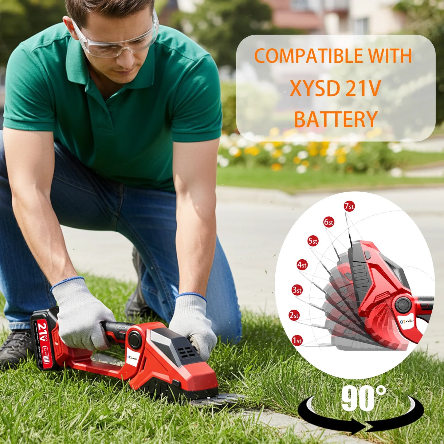 XYSD 2-In-1 Cordless Hedge Trimmer And Grass Shear For Gardens And Yards