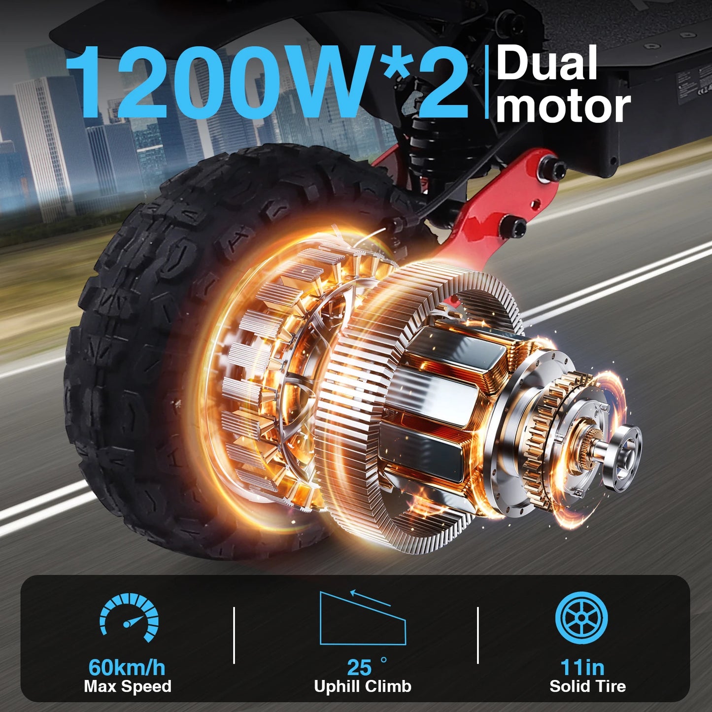 H6 Electric Scooter 2400W Dual Motor 40MPH 60V21Ah Off Road