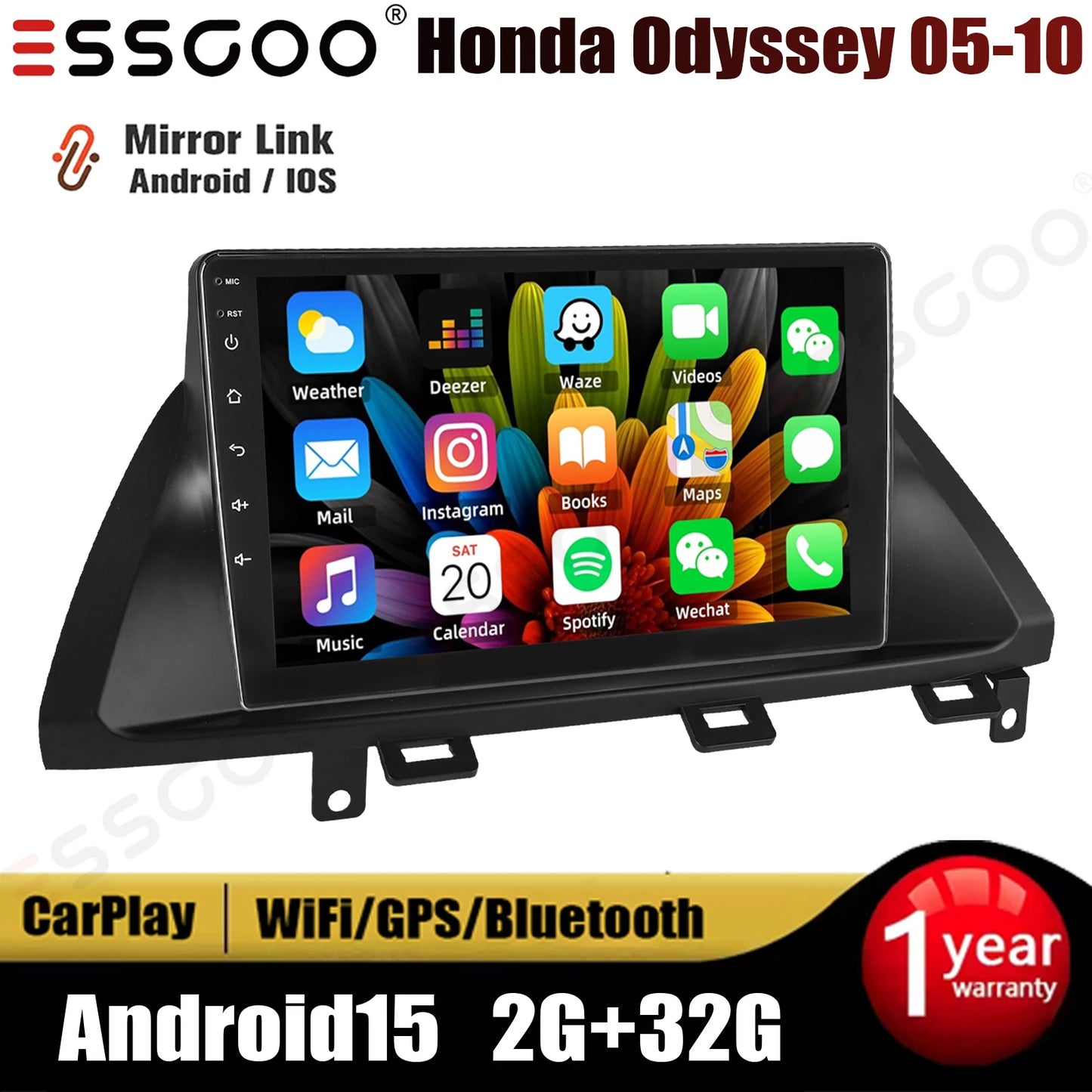 Essgoo Android Car Stereo for Honda Odyssey CarPlay GPS Navigation