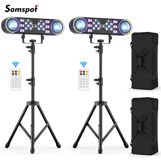 Somspot 7in1 RGBW LED Light Stand Kit With Remote Control DJ Party Lights