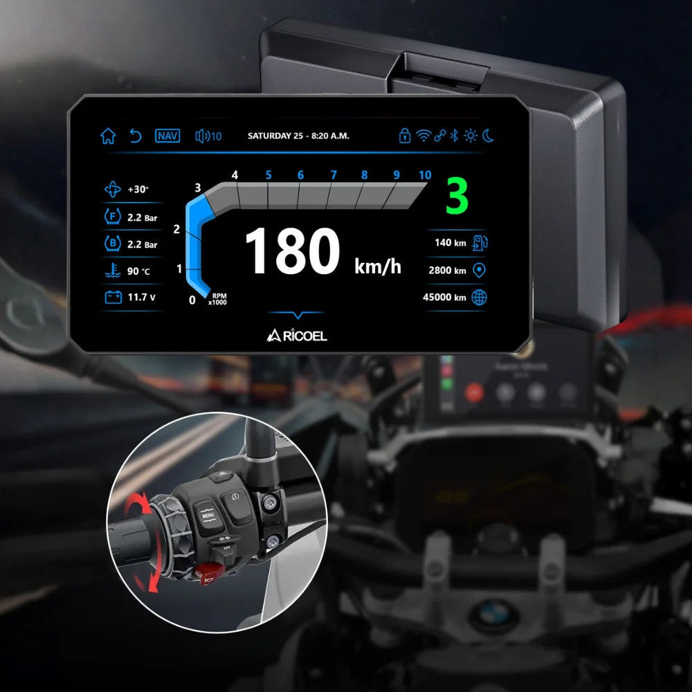 RICOEL Motorcycle Navigation With Wireless CarPlay Android Auto For BMW