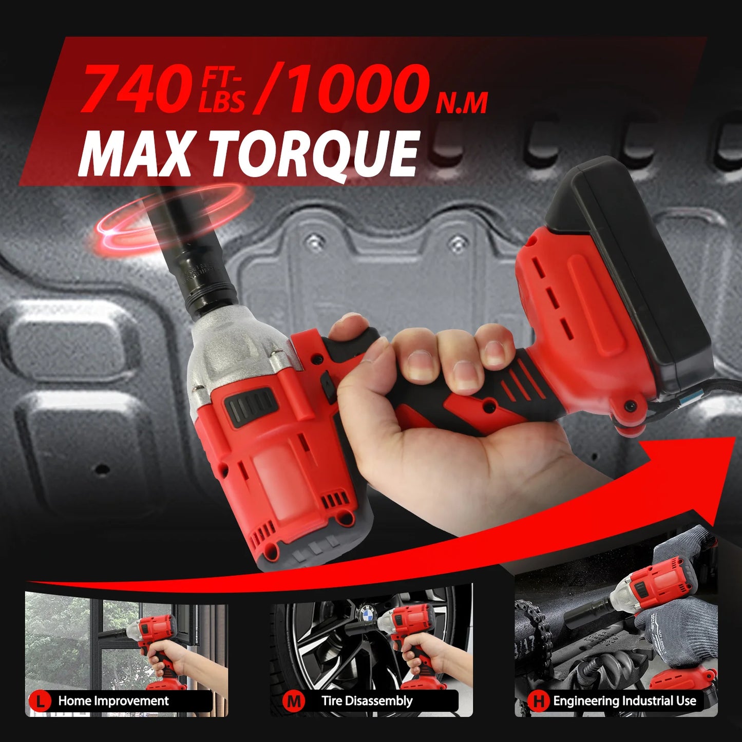 20V Cordless Impact Wrench Kit With Brushless Drill Driver Batteries