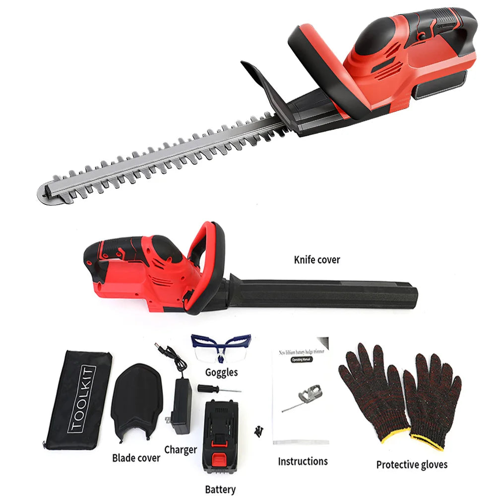 Cordless Hedge Trimmer With 3Ah Battery Charger For Yard Garden
