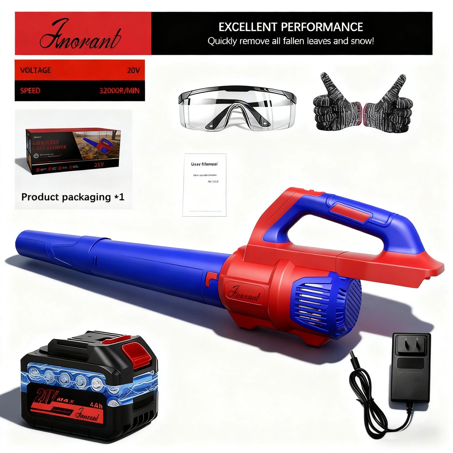 Cordless Leaf Blower With Six Speed Modes Battery Included