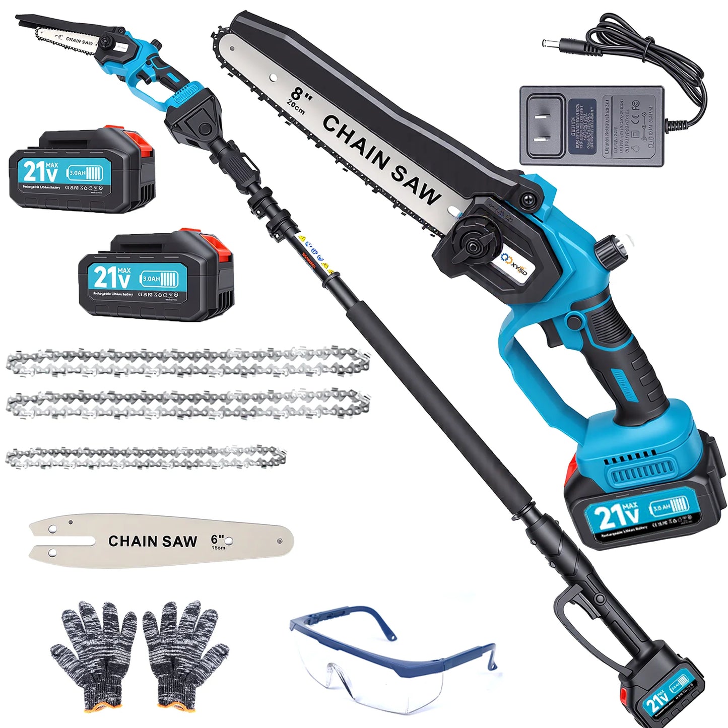 XYSD 2 In 1 BatteryPowered Pole Saw And Mini Chainsaw